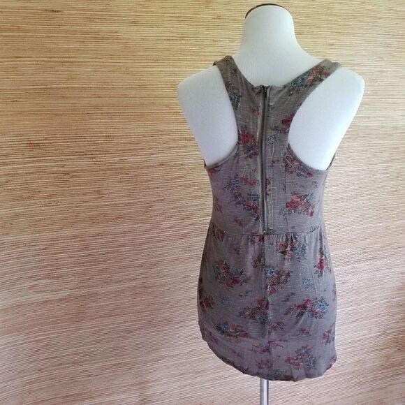 Eyeshadow Floral Zipper Tank Top Tan Size Small - Picture 3 of 7